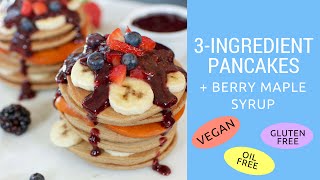 Healthy 3Ingredient Vegan Pancakes gluten amp oilfree [upl. by Munshi]