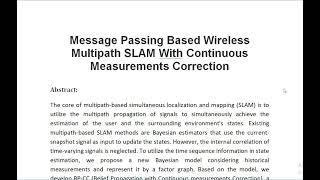 Message Passing Based Wireless Multipath SLAM With Continuous Measurements Correction [upl. by Annala]