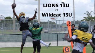 🔥🔥🔥PRESEASON ACTION🏈2 13U LAUDERHILL LIONS 🦁VS PLANTATION WILDCATS 13u [upl. by Eleira]