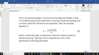 Centering equations with a rightjustified number in Microsoft Word [upl. by Eilyac]