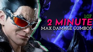 107  Kazuya MAX Damage Combos Under 2 Minutes  NEW TEKKEN 8 Combos [upl. by Sacks]