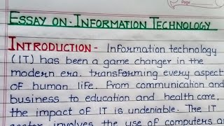 Essay on Information Technology in English  Information Technology English essay essay writing [upl. by Corina638]