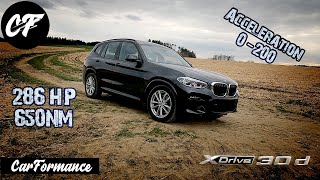 2021 BMW X3 30d G01  200kmh on AUTOBAHN  286HP Mild Hybrid Acceleration by CarFormance [upl. by Marlie]