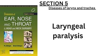 chap 60  Laryngeal paralysis ENT dhingra complete chapter quick review [upl. by Annaor]