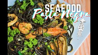 How to cook Squid Ink Black Spaghetti Seafood Pasta Negra😋 [upl. by Paver]