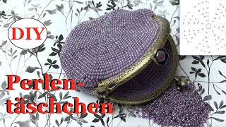 DIY Täschchen aus Perlen mit Schema Perlentäschchen Häkeln mit Perlen [upl. by Lloyd]