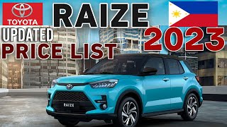 TOYOTA RAIZE 2023 UPDATED PRICE LIST amp SPECS PHILIPPINES [upl. by Southard]