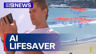 Worldfirst AI lifesaver to help patrol Aussie beaches  9 News Australia [upl. by Essilec]