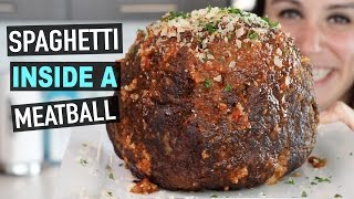 SPAGHETTI INSIDE A MEATBALL RECIPE [upl. by Yablon979]