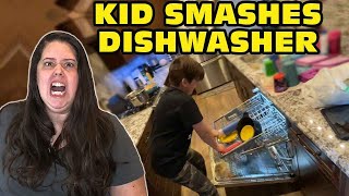 🤬Kid Temper Tantrum🤬 Smashes Dishwasher Because He Didnt Want To Do Dishes  Mom Cries Original [upl. by Agripina]