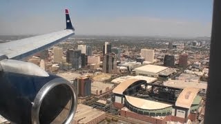 Awesome Downtown Approach Fantastic HD 757 Landing At Phoenix Sky Harbor [upl. by Howenstein]