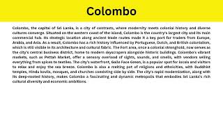 Short Paragraph on Colombo [upl. by Thgirw]