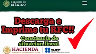 Como descargar mi RFC desde el portal del SAT 2022  CONSTANCIA DE SITUACION FISCAL [upl. by Ransom]