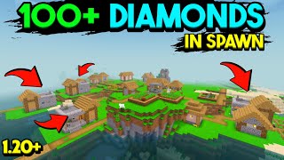 🔥😱100 DIAMONDS💎 in spawn  Minecraft PE 120 God seed  Minecraft bedrock seed [upl. by Sej]