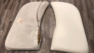 HOW TO REUPHOLSTER VINYL BOAT SEATS CHEAP DIY WITH NO SEWING FOR UNDER 100 DO IT YOURSELF amp SAVE [upl. by Kcirdes896]