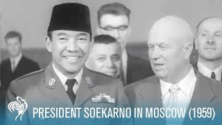 President Soekarno of Indonesia in Moscow 1959  British Pathé [upl. by Douglass]