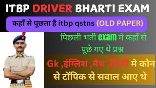 ITBP DRIVER EXAM 2024  GKHINDI ENGLISH MATH  OLD PAPER [upl. by Jeffery]