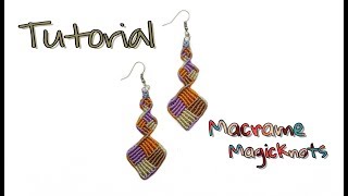 Multicolored Macrame Square Earrings ♥ Tutorial ♥ Macrame Magic Knots ♥ [upl. by Britton]