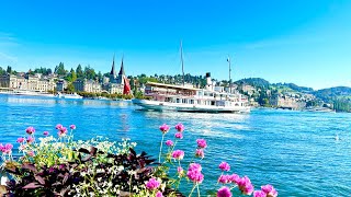 Beautiful sunny day in Luzern Switzerland 🇨🇭 Lucerne  Top Travel Destination [upl. by Ainesell]