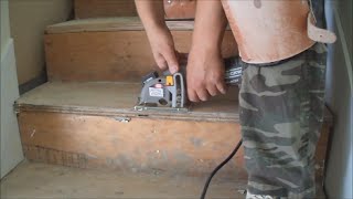 Hardwood and Laminate on Stairs Nose Preparation after Carpet Removal [upl. by Lolande]