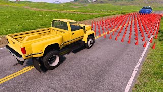 Strip spikes all over the road for passing cars in BeamNG Drive [upl. by Cchaddie545]