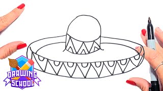 How to DRAW a MEXICAN HAT 🤠Drawing a MEXICAN HAT Step by Step 🤠 [upl. by Annoid552]