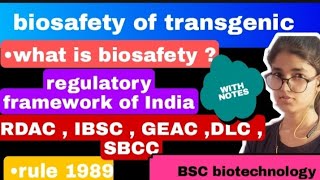 Biosafety of transgenic and GMO  Regulatory framework of India of biosafety  rule 1989 [upl. by Drawyah268]