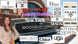 Discount Luxury Shopping at Woodbury Common Outlets Dior Gucci Prada Celine Fendi Bottega YSL [upl. by Ahsatal105]