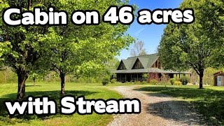 Artist Retreat Log Cabin style home on 46 acres Barn and Creek [upl. by Morna]