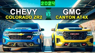 Midsize Truck KING 2024 Chevy Colorado ZR2 vs GMC Canyon AT4X Comparison Video [upl. by Mcdonald14]