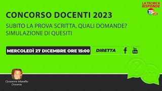 Concorso docenti 2023 subito la prova scritta quali domande Simulazione di quesiti [upl. by Halli]