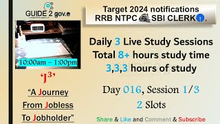 Day 016 Session1  studywithmelive  rrbntpc2024 and sbiclerk2024  Guide2gove [upl. by Manouch]