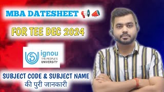 🎓 IGNOU MBA December 2024 Exam Datesheet Out  Full Details with Shuvam Sir on IGNOU PATHWAYS 📅 [upl. by Heger901]