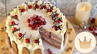 WEIHNACHTSTORTE 2023 🤩KÄSESAHNETORTE MIT CRANBERRIES UND GRANATAPFEL🤩 REZEPT VON SUGARPRINCESS [upl. by Eibor463]