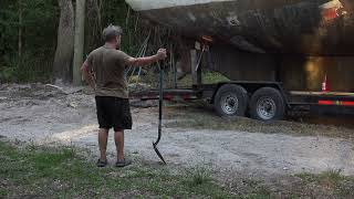 Lifting a heavy Steel Sailboat on a trailer DIY Part 5  the last one [upl. by Hersch435]