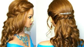 Curly prom hairstyle for medium long hair Tutorial [upl. by Ninnette671]