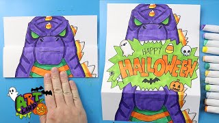 How to Draw Halloween Godzilla Surprise Fold [upl. by Aivizt]