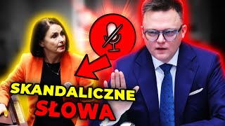 Skandaliczne słowa posłanki PiS Hołownia wyłączył jej mikrofon [upl. by Ellenwad]