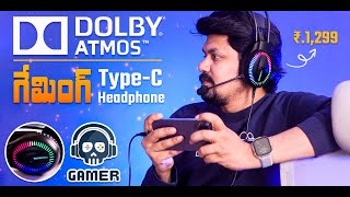 Under Rs1300 Best Dolby Atmos TypeC Gaming Over Ear Headphone unboxing ️‍🔥 [upl. by Gus]