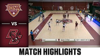 Iona vs Boston College Match Highlights  2024 ACC Volleyball [upl. by Hindu301]