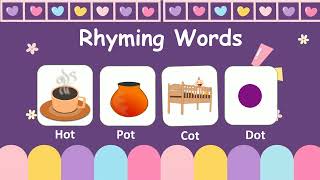 Learning rhyming words of different family like at ot an un Kindergartenreadingcorner [upl. by Daren642]