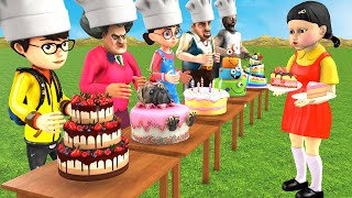 Scary Teacher 3D vs Squid Game Cake Decorating and Wrong Cake Decor 5 Times Challenge MissT Vs Grany [upl. by Kulseth]