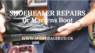 Dr MARTENS BOOT REPAIR  Airwair to JR Leather Resole Conversion 1 of 3 [upl. by Annasiul]