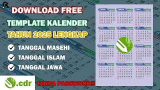 download template kalender 2025 lengkap bisa di edit  Coreldraw  Free download  Tanpa password [upl. by Annaik]