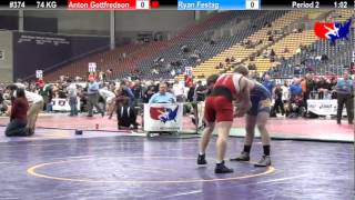 Last Chance Qual 74 KG Anton Gottfredson Sunkist Kids vs Ryan Festag SD State [upl. by Neelrahs]