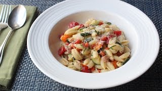 Summer Vegetable Cavatelli with Fresh Corn Cream  Summer Pasta Recipe [upl. by Yentuoc]