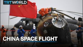 Chinese astronauts land safely after sixmonth mission in space [upl. by Jada]