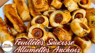 Feuilletés à la Saucisse et Allumettes aux Anchois  Recette Facile [upl. by Engedus]