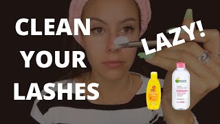 How To Clean Eyelash Extensions With Micellar Water EASY [upl. by Assirat477]