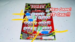 TRYING OUT BRAND NEW 5 DEUCE WILD POKER CALIFORNIA LOTTERY SCRATCHERS SCRATCH OFF [upl. by Nivled]